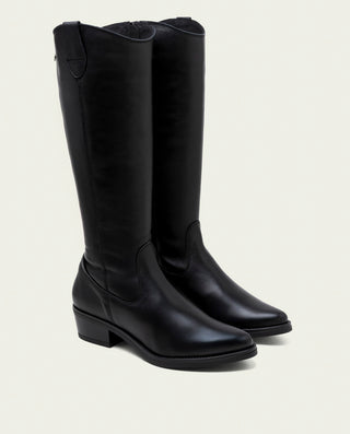 BOTAS DE PIEL CON CREMALLERA MÓNICA NEGRO