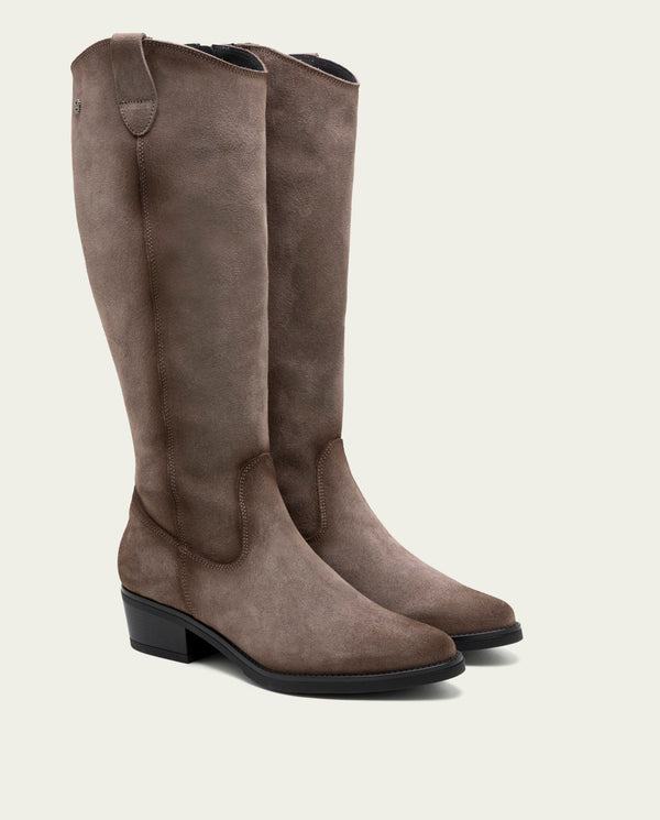 BOTAS DE PIEL CON CREMALLERA MANUELA GRIS