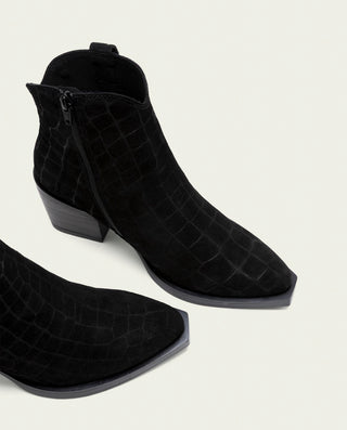 BOTINES COWBOY DE PIEL CON CREMALLERA NOELIA NEGRO