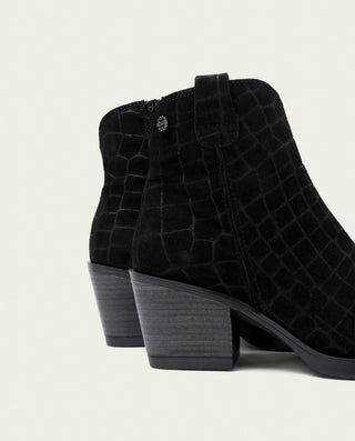 BOTINES COWBOY DE PIEL CON CREMALLERA NOELIA NEGRO