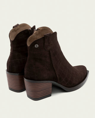 BOTINES COWBOY DE PIEL CON CREMALLERA NOELIA MOKA