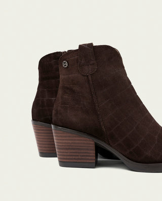 BOTINES COWBOY DE PIEL CON CREMALLERA NOELIA MOKA