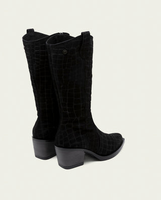 BOTAS COWBOY DE PIEL NEGRO CON CREMALLERA NURIA