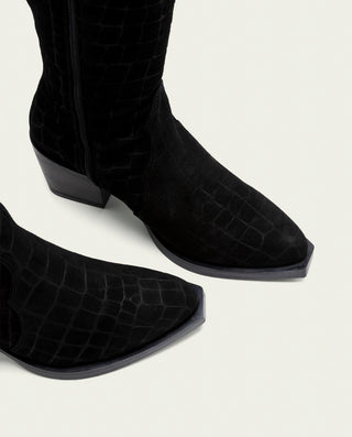 BOTAS COWBOY DE PIEL NEGRO CON CREMALLERA NURIA