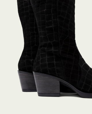 BOTAS COWBOY DE PIEL NEGRO CON CREMALLERA NURIA
