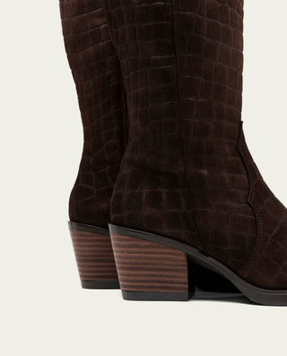BOTAS COWBOY DE PIEL CON CREMALLERA NURIA MOKA