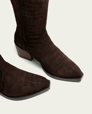 BOTAS COWBOY DE PIEL CON CREMALLERA NURIA MOKA