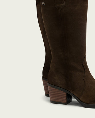 BOTAS COWBOY DE PIEL CON CREMALLERA NORA MOKA