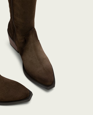 BOTAS COWBOY DE PIEL CON CREMALLERA NORA MOKA
