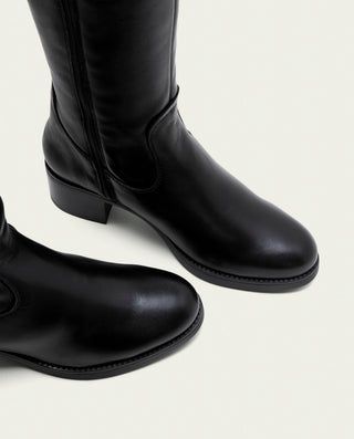 BOTAS DE PIEL DE TACÓN CON CREMALLERA OLIVIA NEGRO