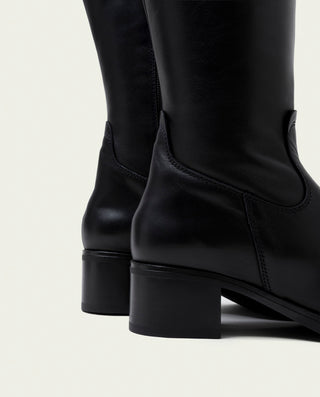 BOTAS DE PIEL DE TACÓN CON CREMALLERA OLIVIA NEGRO