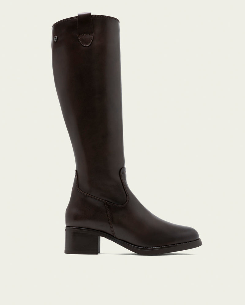 BOTAS DE PIEL DE TACÓN OLIVIA MOKA