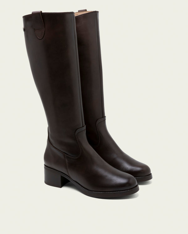 BOTAS DE PIEL DE TACÓN OLIVIA MOKA