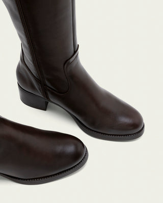 BOTAS DE PIEL DE TACÓN OLIVIA MOKA