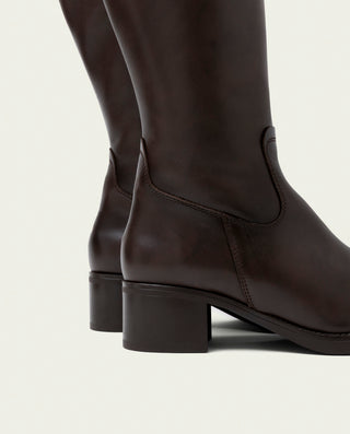 BOTAS DE PIEL DE TACÓN OLIVIA MOKA