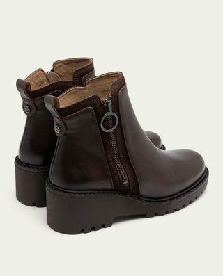 BOTINES DE PIEL CON CUÑA Y CREMALLERA PAZ MOKA