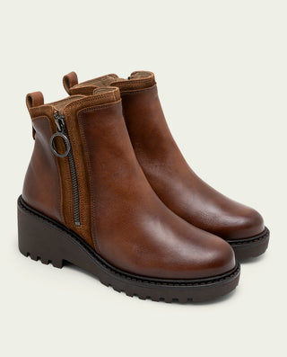 BOTINES DE PIEL CON CUÑA Y CREMALLERA PAZ CUERO