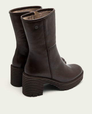 BOTAS DE PIEL CON CREMALLERA SONIA MOKA