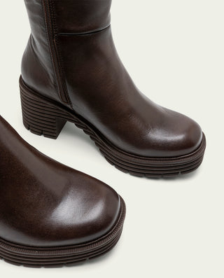 BOTAS DE PIEL CON CREMALLERA SONIA MOKA