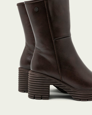 BOTAS DE PIEL CON CREMALLERA SONIA MOKA