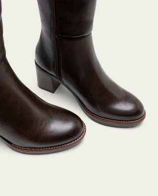 BOTAS DE PIEL DE TACÓN TRIANA MOKA