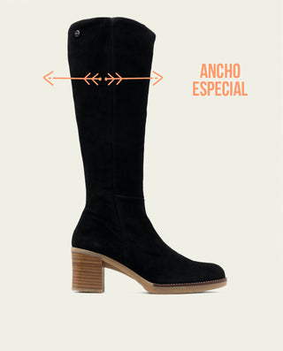 BOTAS DE PIEL DE TACÓN TELMA NEGRO