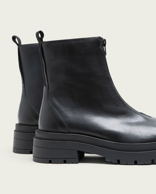 BOTINES TRACK NEGROS PIEL CON CREMALLERA NALA
