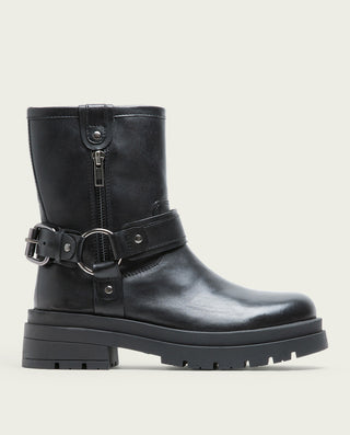 BOTINES TRACK DE PIEL NEGROS CON CREMALLERA NASYA