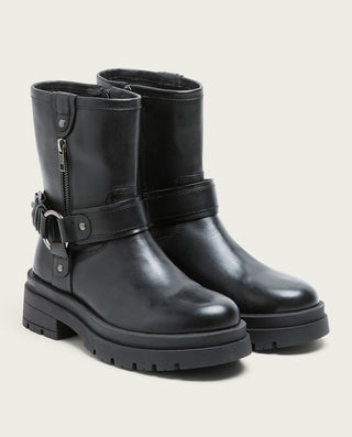 BOTINES TRACK DE PIEL NEGROS CON CREMALLERA NASYA