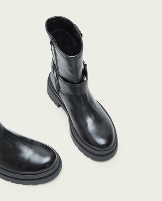 BOTINES TRACK DE PIEL NEGROS CON CREMALLERA NASYA