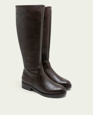BOTAS ALTAS DE PIEL CAÑA ANCHA JULIETA MOKA
