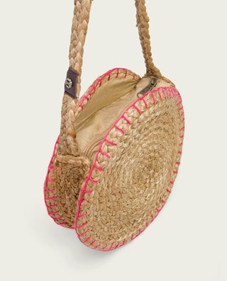BOLSO REDONDO YUTE NATURAL FUCSIA PORTIXOL