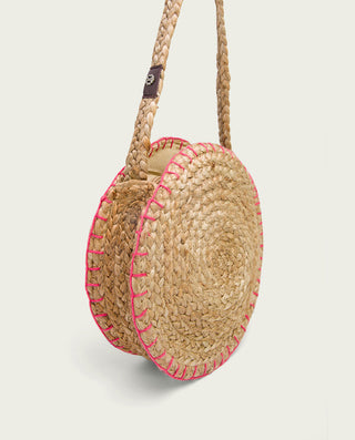 BOLSO REDONDO YUTE NATURAL FUCSIA PORTIXOL