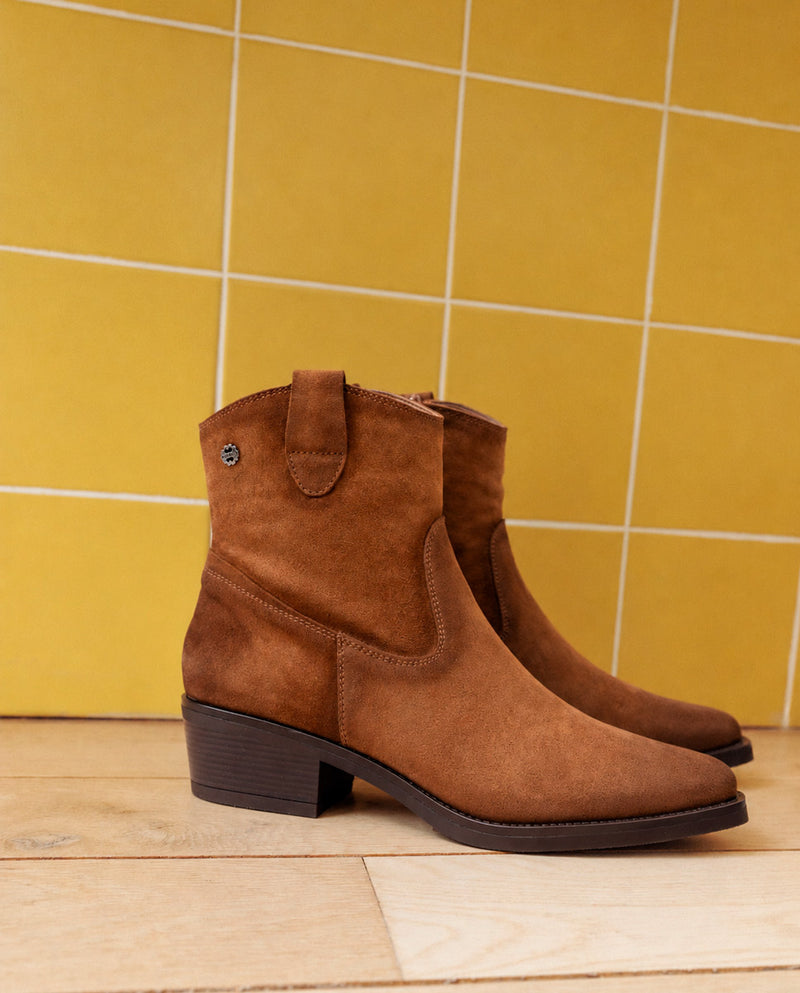 BOTINES DE PIEL CON CREMALLERA MALENA CUERO