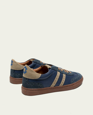 SNEAKERS DEPORTIVAS PIEL AZUL Y BEIGE ROMA
