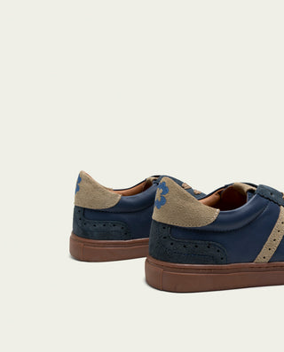 SNEAKERS DEPORTIVAS PIEL AZUL Y BEIGE ROMA