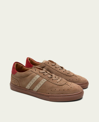 SNEAKERS DEPORTIVAS SERRAJE TAUPE BEIGE ROJO GRETA