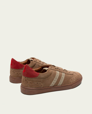 SNEAKERS DEPORTIVAS SERRAJE TAUPE BEIGE ROJO GRETA