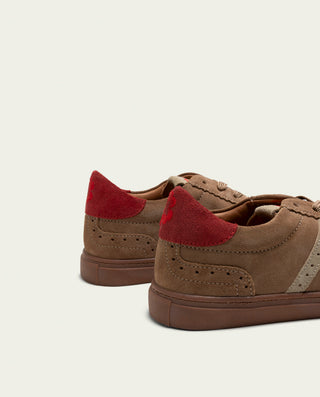 SNEAKERS DEPORTIVAS SERRAJE TAUPE BEIGE ROJO GRETA