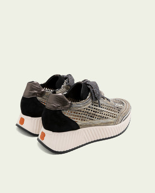 DEPORTIVA CALADA DE PIEL Y TEXTIL INÉS NEGRO