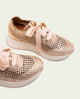 DEPORTIVA CALADA DE PIEL Y TEXTIL INÉS ROSÉ