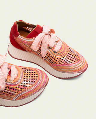 DEPORTIVA CALADA DE PIEL Y TEXTIL INÉS ROJO