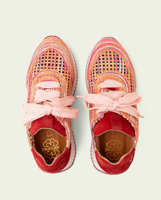 DEPORTIVA CALADA DE PIEL Y TEXTIL INÉS ROJO