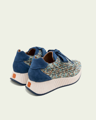 DEPORTIVA CALADA DE PIEL Y TEXTIL INÉS AZUL