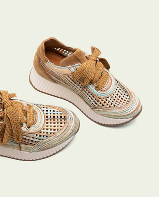 DEPORTIVA CALADA DE PIEL Y TEXTIL INÉS CUERO