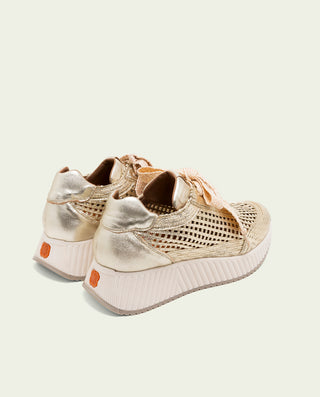 DEPORTIVA CALADA DE PIEL Y TEXTIL INÉS ORO