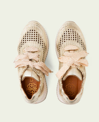 DEPORTIVA CALADA DE PIEL Y TEXTIL INÉS ORO