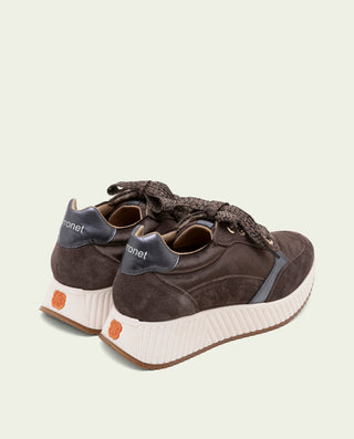 DEPORTIVAS PLANAS DE PIEL Y TERCIOPELO ZOE MOKA
