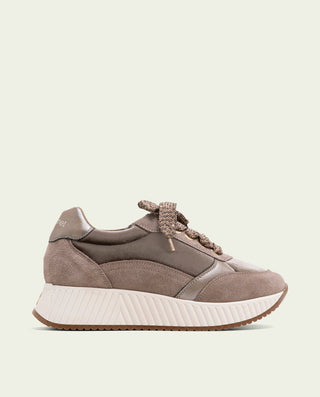 DEPORTIVAS PLANAS DE PIEL Y TERCIOPELO ZOE GRIS