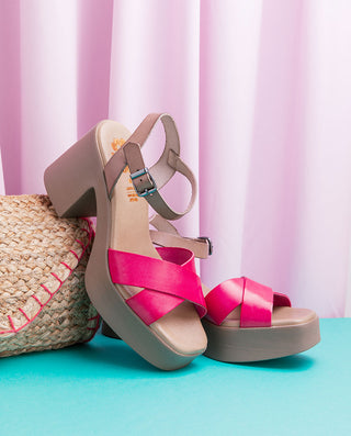 SANDALIA TACÓN PIEL FUCSIA ZOE